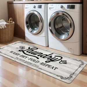 Pauwer Farmhouse Laundry Room Rug Runner 20"x59" Rubber Non Slip Kitchen Mats for Floor Waterproof Laundry Area Rug Washable Floor Carpet Runner for Entryway Bathroom Hallway Mudroom