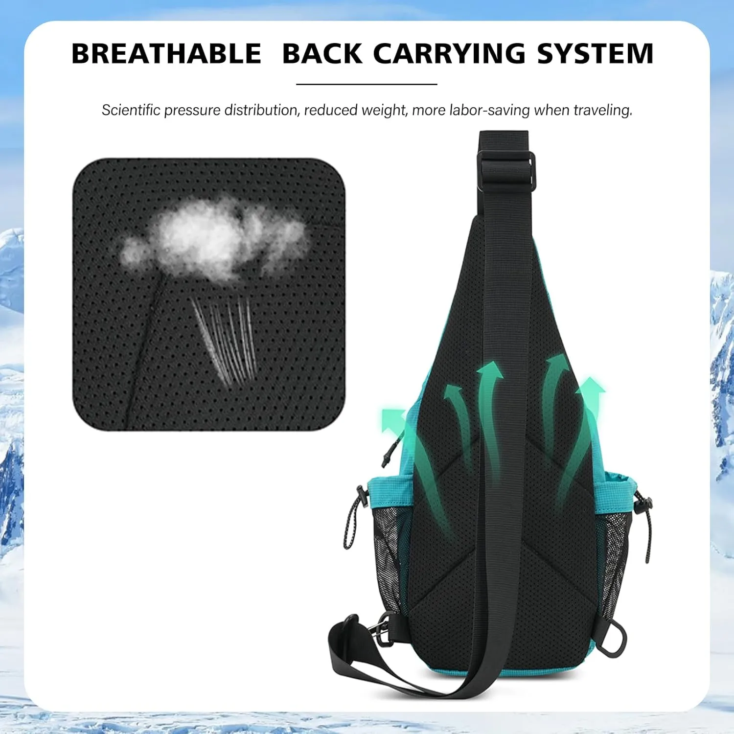 Peicees Small Sling Bag with 2 Bottle Holders, Sling Backpack Crossbody Bag Chest Daypack for Daily Use Travel, Bottle Not Included, Black