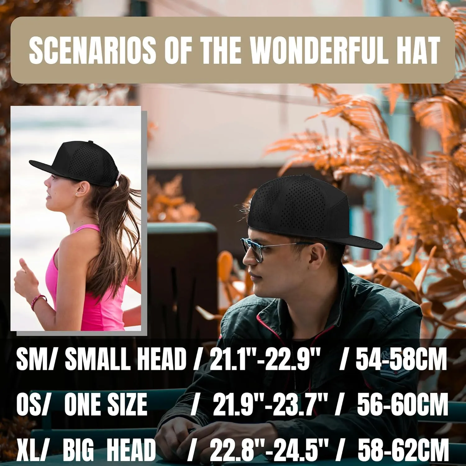 Performance Snapback Hats for Men Women,Flat Bill Cap,Golf,Running,Workout