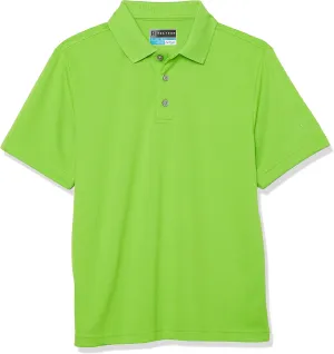 PGA TOUR Boys Airflux Short Sleeve Golf Polo Shirt, Ribbed Collar, Moisture-Wicking, Sun Protection, Ventilated Lightweight