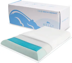 Pillow for Stomach Sleeper – Cooling Gel Memory Foam Cushion with Moisture-Wicking Cover – Cool Gentle Ultra Thin Pillow for Sleeping – Slim Flat Pillows for Sleeping Thin Ultimate Comfort - Extra Gel