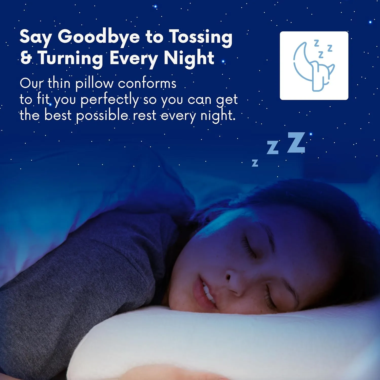 Pillow for Stomach Sleeper – Cooling Gel Memory Foam Cushion with Moisture-Wicking Cover – Cool Gentle Ultra Thin Pillow for Sleeping – Slim Flat Pillows for Sleeping Thin Ultimate Comfort - Extra Gel