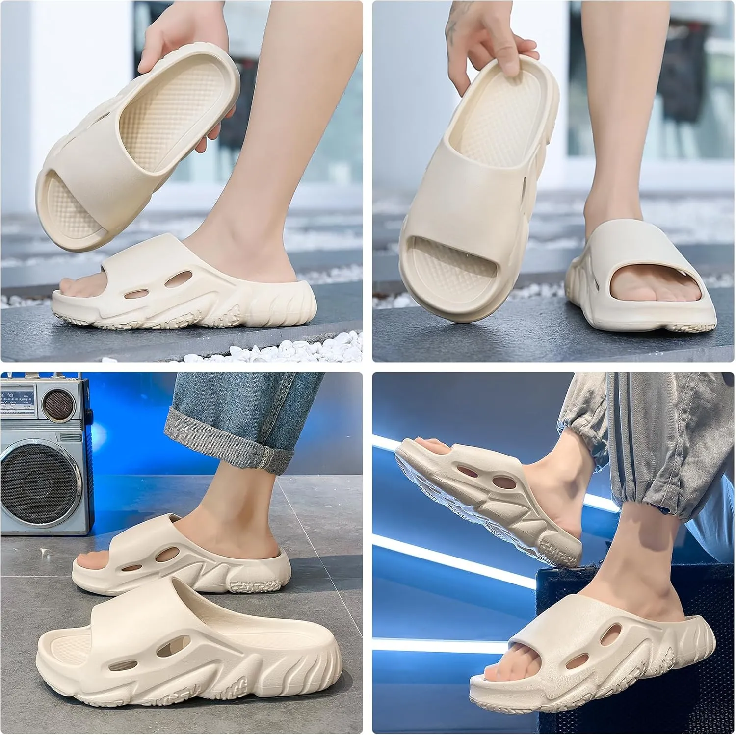 Pillow Slippers for Women and Men,Cloud Slippers Shower Shoes women Non-Slip Soft Thick Sole Home House Cloud Cushion comfy slippers for women