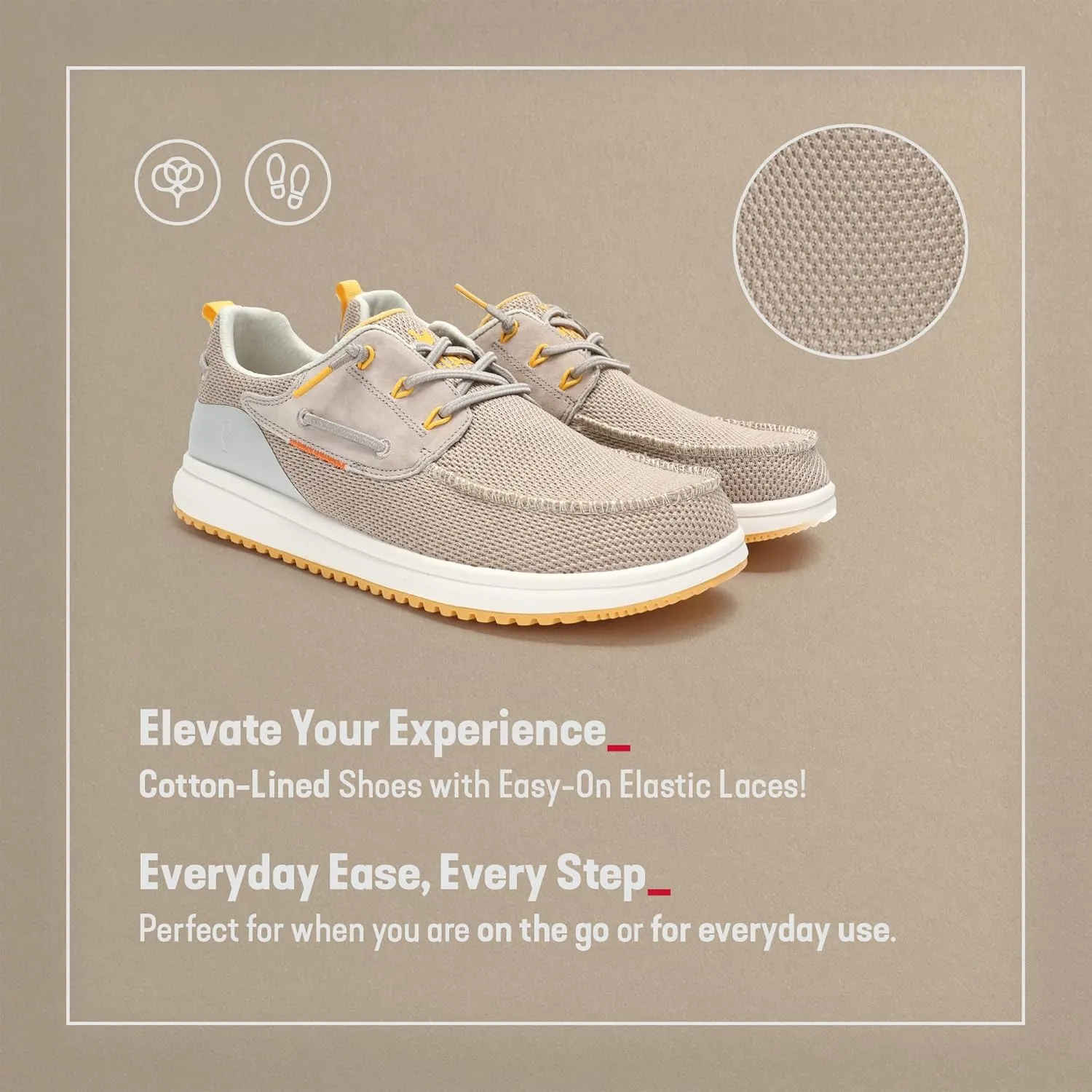 PITAS Bay Men’s Loafers | Casual Slip-On Shoes | Breathable & Comfortable Loafers for Men | Beige