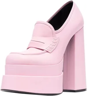 Platform Loafers High Block Heeled Mary Janes for Women Ladies Comfortable Chunky Dress Slip On Square Toe Shoes