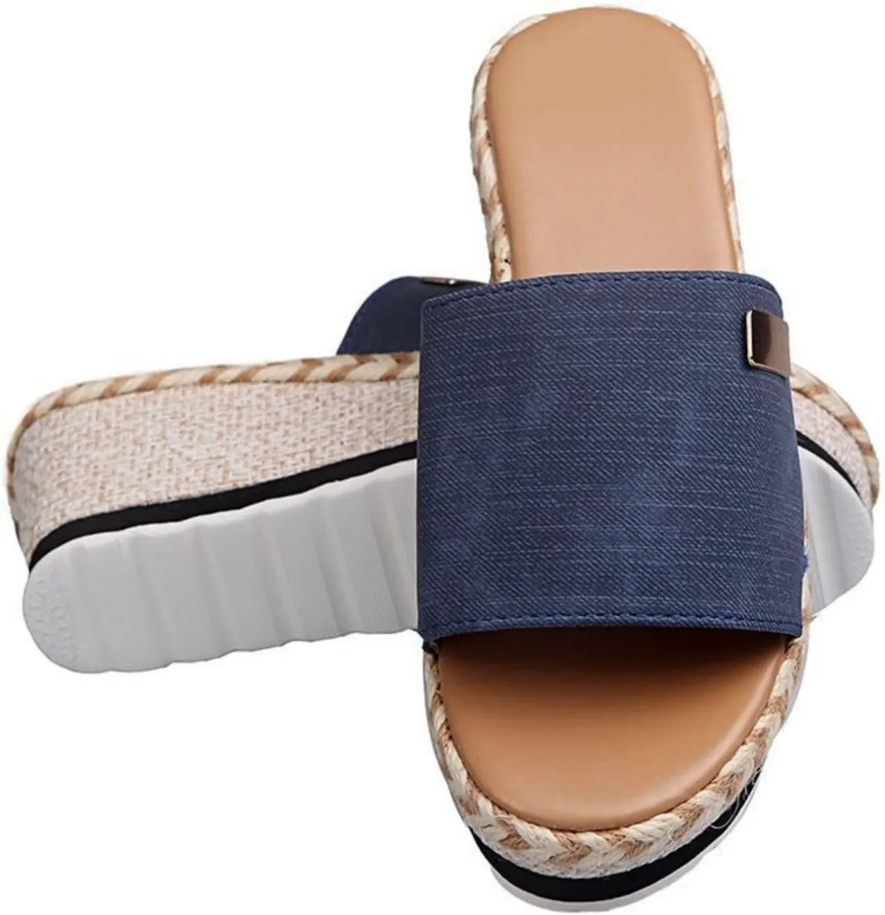 Platform Sandals Women Espadrille Wedge Casual Slippers Open Toe Dressy Heels Summer Slingback Wide Beach Shoes Wedges High Espadrilles Slip on Cute with Adjustable Buckle Ankle Strap