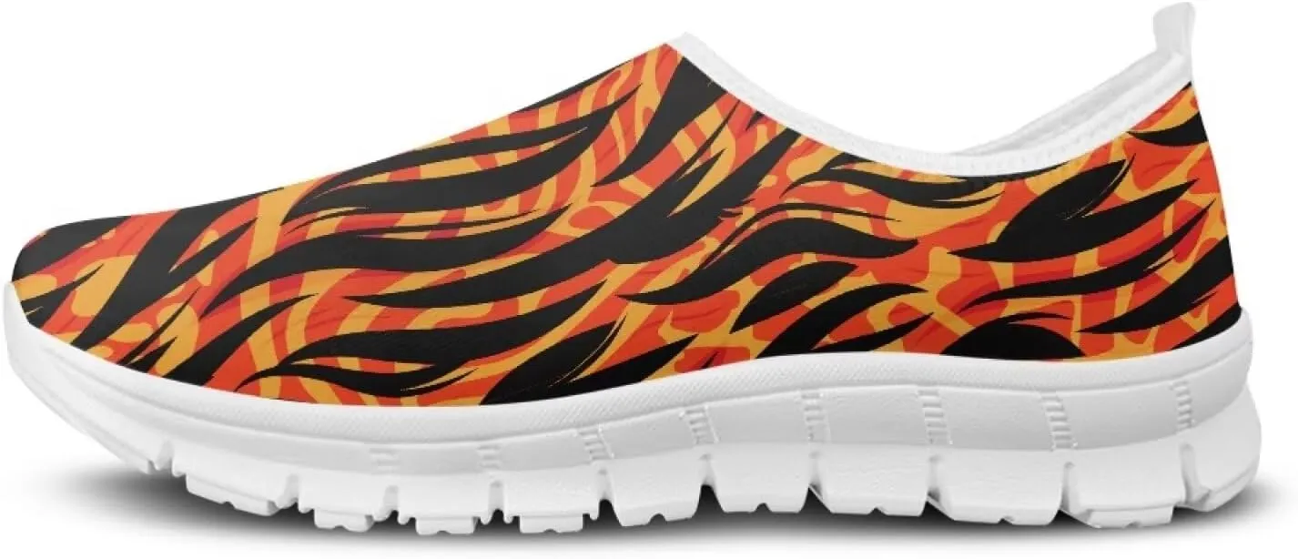 Pop Leopard Print Slip on Shoes Women Low Top Casual Mesh Shoes with Arch Support Insole Business Work Outdoor Sneaker