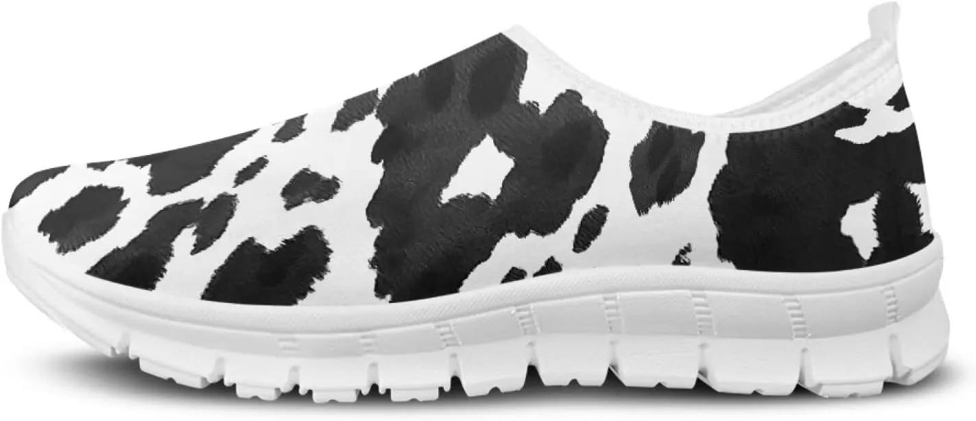 Pop Leopard Print Slip on Shoes Women Low Top Casual Mesh Shoes with Arch Support Insole Business Work Outdoor Sneaker