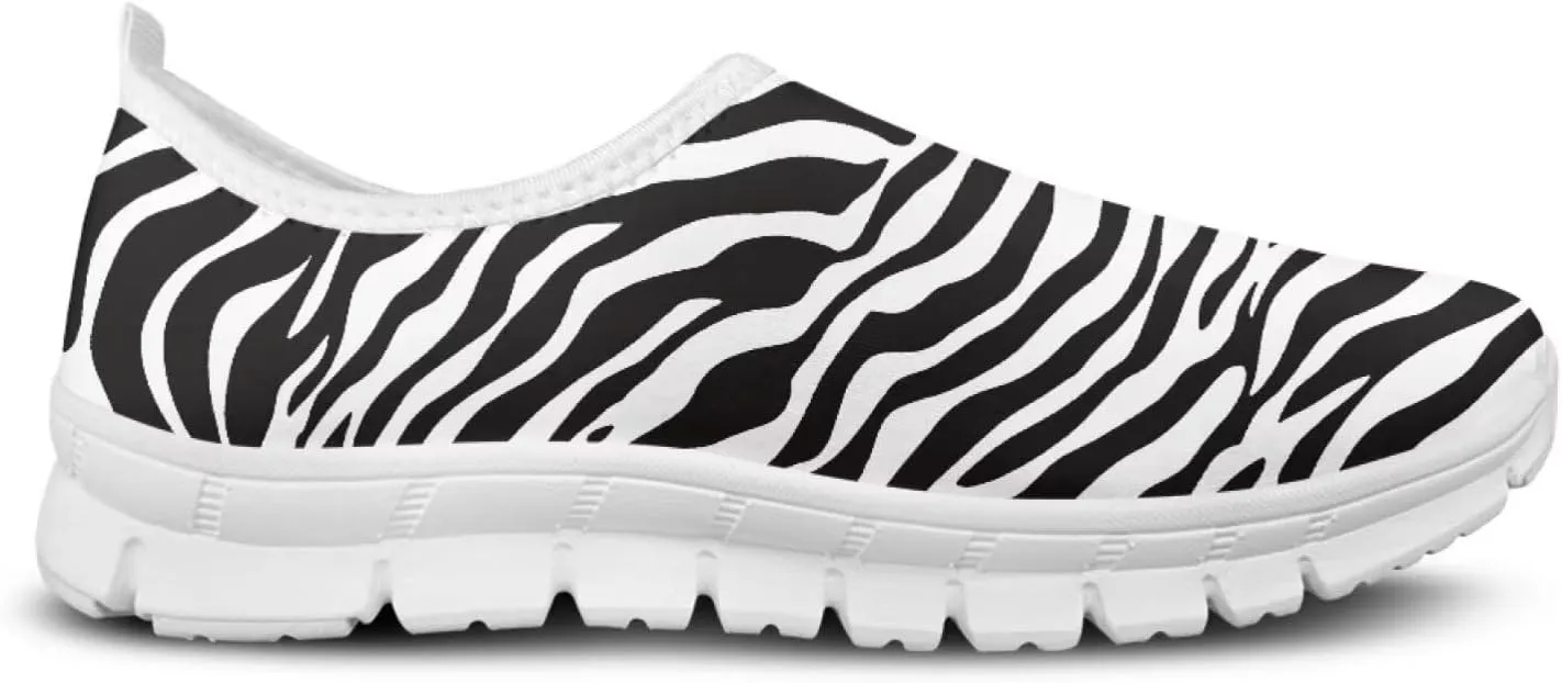 Pop Leopard Print Slip on Shoes Women Low Top Casual Mesh Shoes with Arch Support Insole Business Work Outdoor Sneaker