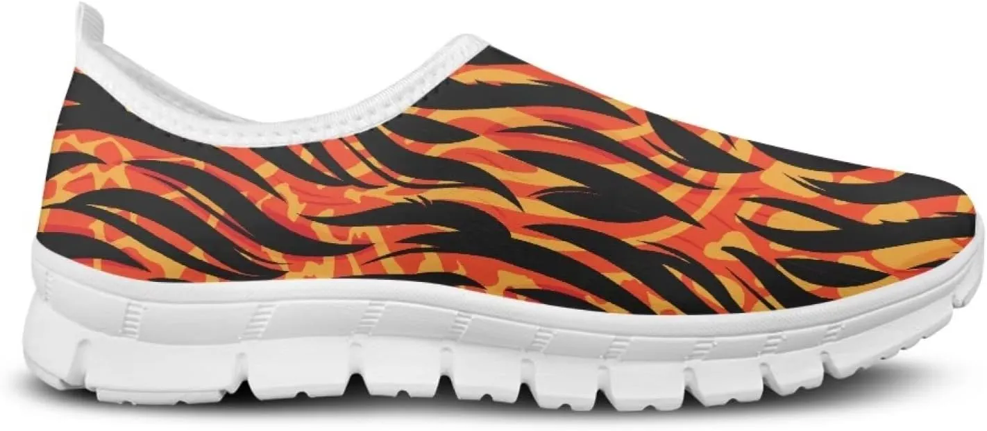 Pop Leopard Print Slip on Shoes Women Low Top Casual Mesh Shoes with Arch Support Insole Business Work Outdoor Sneaker