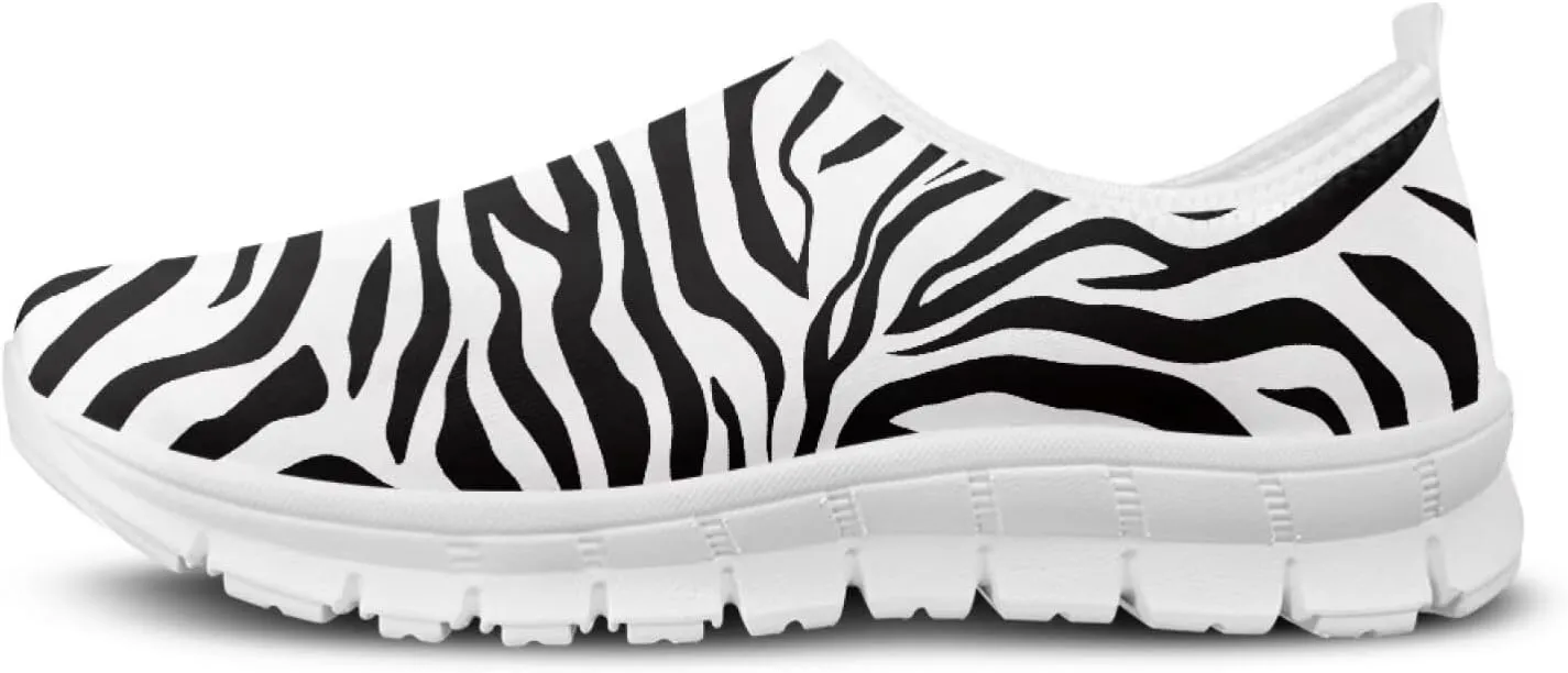 Pop Leopard Print Slip on Shoes Women Low Top Casual Mesh Shoes with Arch Support Insole Business Work Outdoor Sneaker