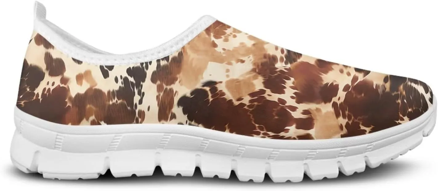 Pop Leopard Print Slip on Shoes Women Low Top Casual Mesh Shoes with Arch Support Insole Business Work Outdoor Sneaker
