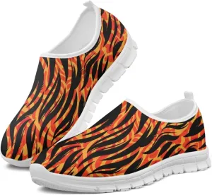 Pop Leopard Print Slip on Shoes Women Low Top Casual Mesh Shoes with Arch Support Insole Business Work Outdoor Sneaker
