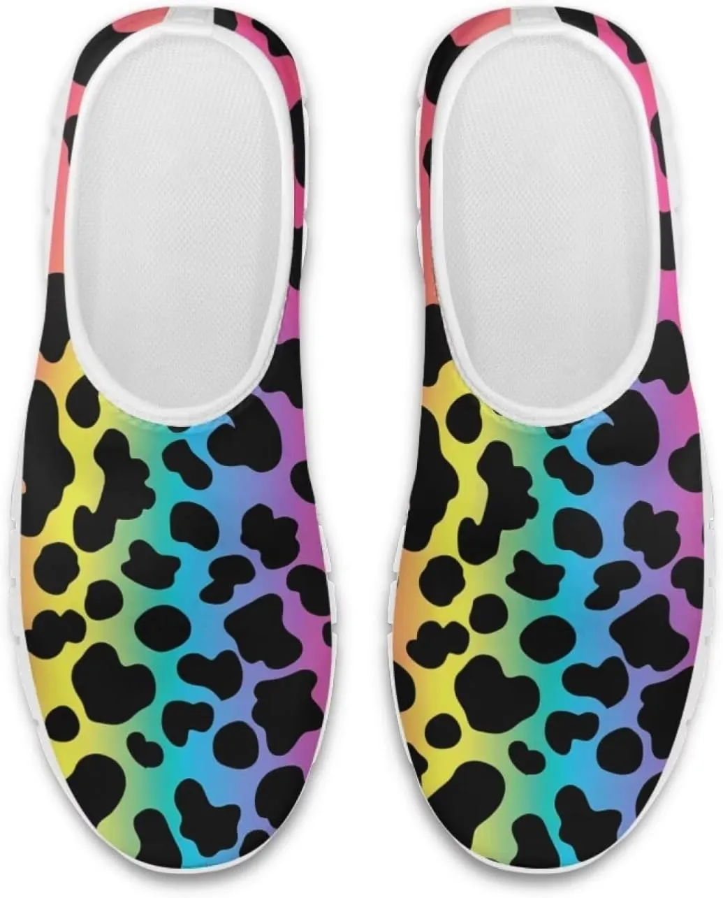 Pop Leopard Print Slip on Shoes Women Low Top Casual Mesh Shoes with Arch Support Insole Business Work Outdoor Sneaker