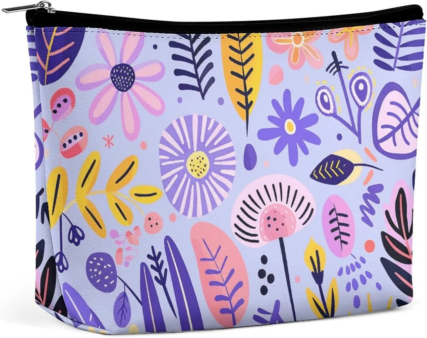 Portable Small Cosmetic Bag Cute Travel Makeup Bag Soft Purple Pattern Waterproof Toiletry Bag for Women