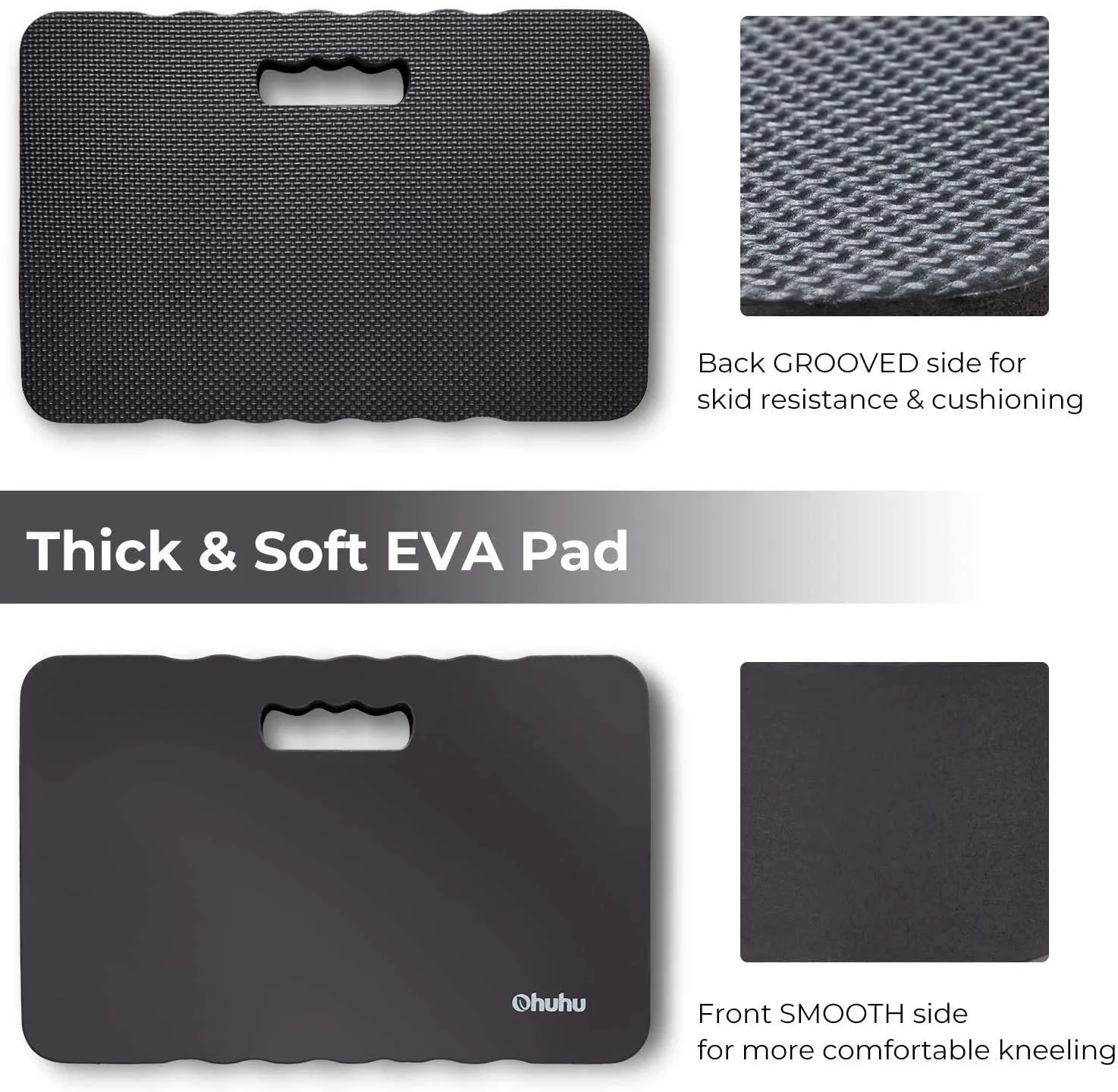 Premium Thick Kneeling Pad, Ohuhu 2-Pack Large Comfortable Gardening Knee Mat with 2 Different Surfaces, Extra Thick Knee Cushion Kneeler for Gardening Work Baby Bath Exercise Praying, 17x11x1.5'' Gifts for Fathers Day
