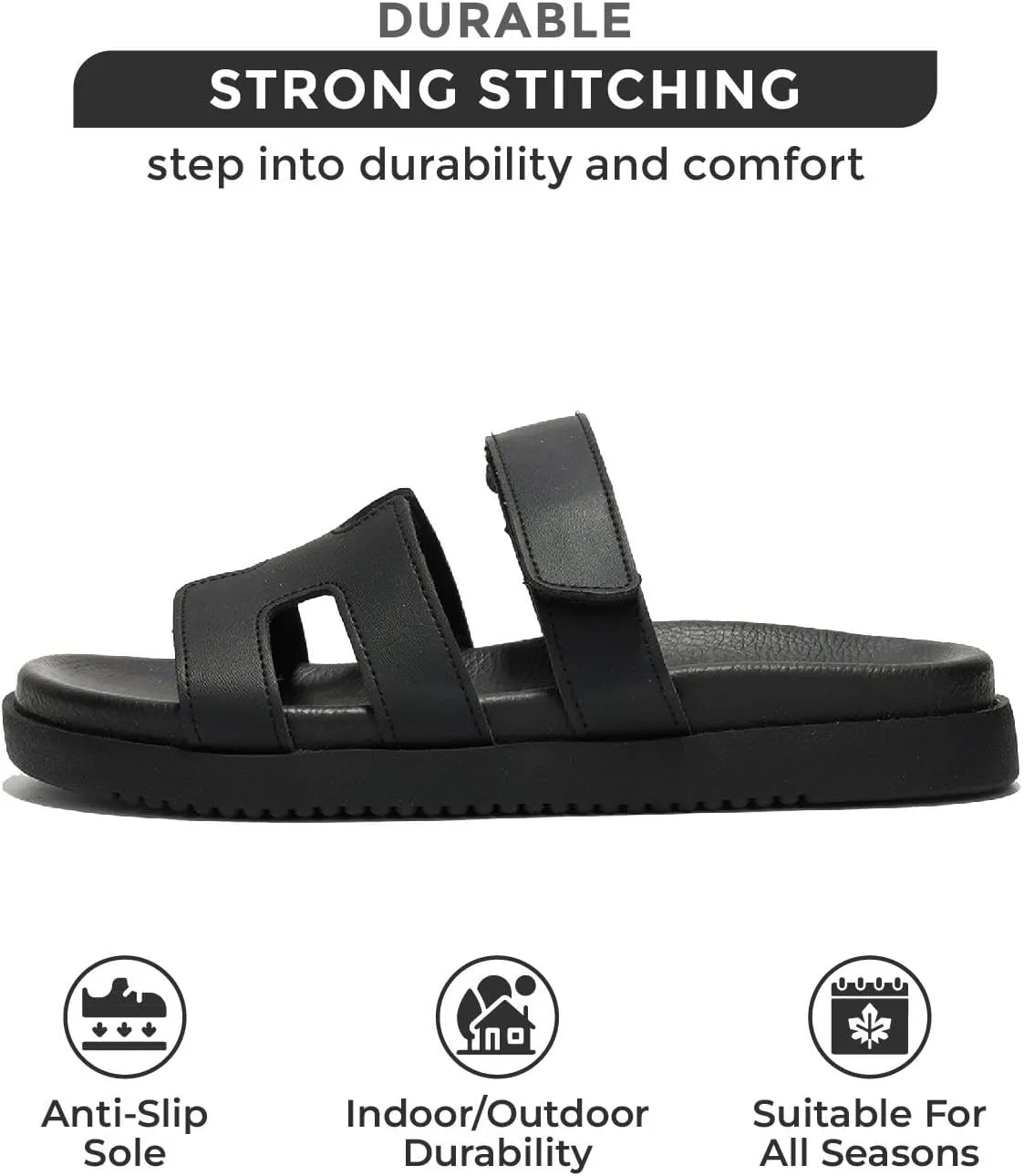 Project Cloud Genuine Leather Womens Sandals - Stylish & Comfy Sandals for Women Footwear with Memory Foam Insole - Slip-resistant Slides for Women (Mayven)