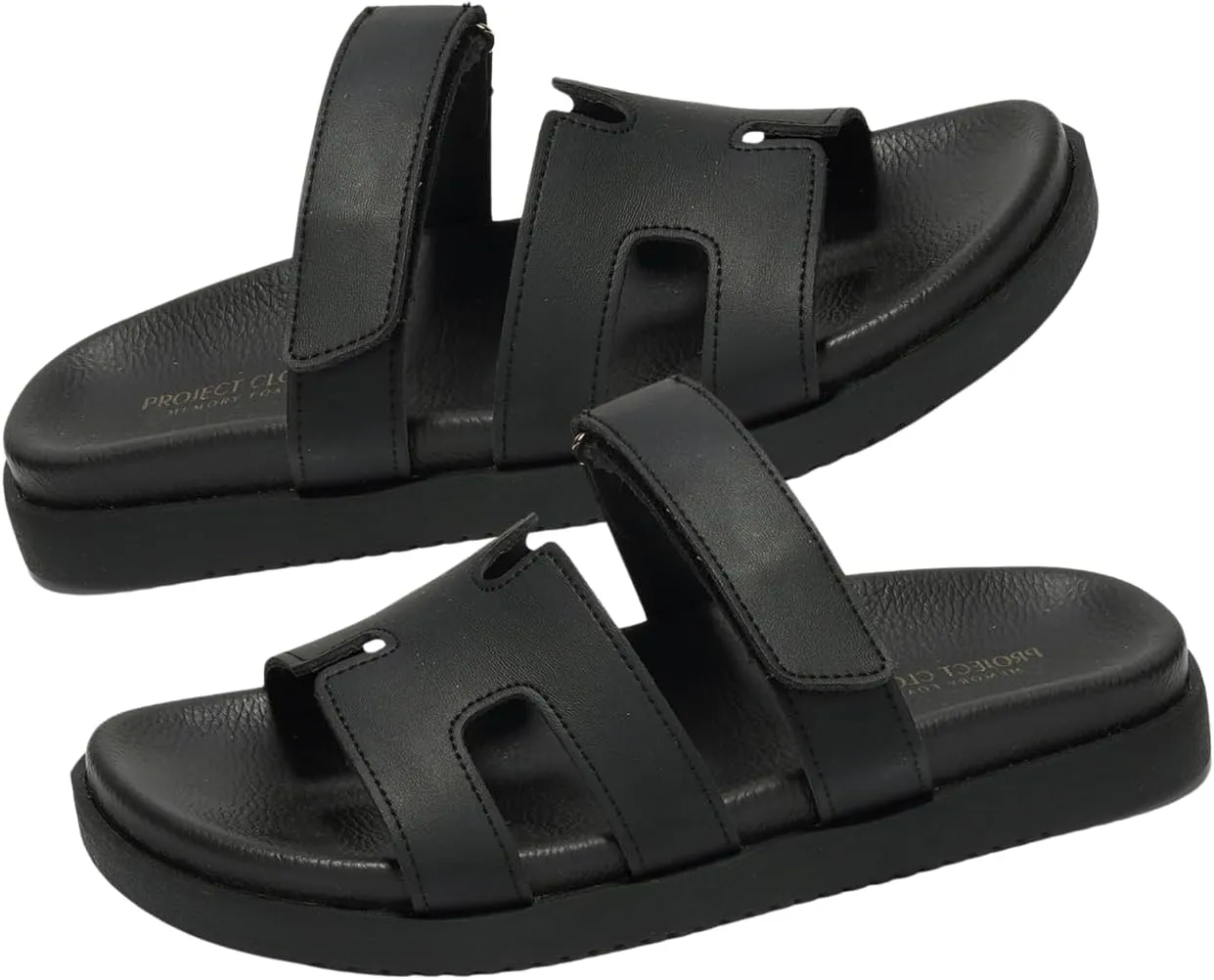 Project Cloud Genuine Leather Womens Sandals - Stylish & Comfy Sandals for Women Footwear with Memory Foam Insole - Slip-Resistant Slides for Women (Mayven)