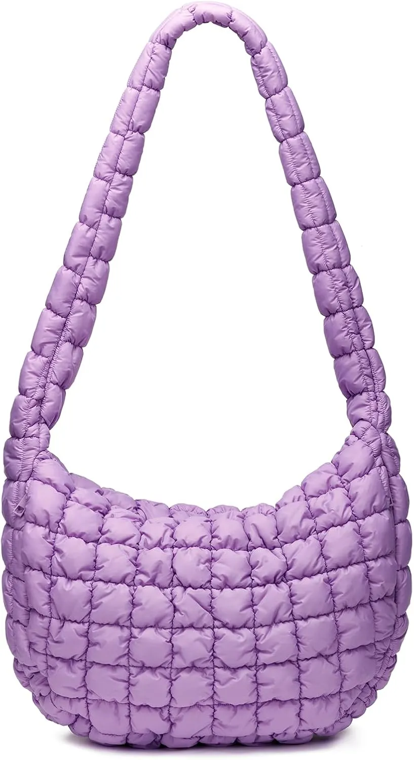 Puffer Bag for Women,Large Lightweight Quilted Tote Bag for Women Puffy Hobo Crossbody Handbags with Padding,Zip Pockets