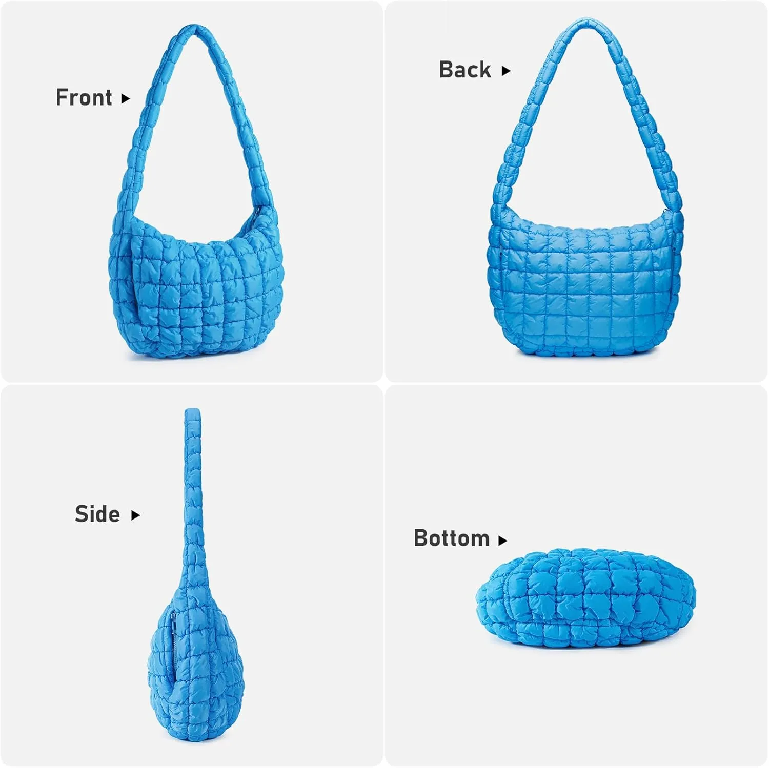 Puffer Bag for Women,Large Lightweight Quilted Tote Bag for Women Puffy Hobo Crossbody Handbags with Padding,Zip Pockets