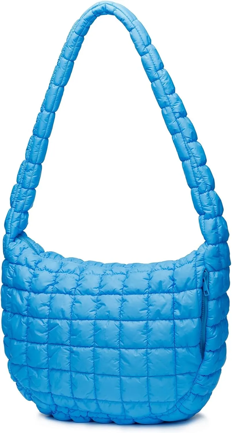 Puffer Bag for Women,Large Lightweight Quilted Tote Bag for Women Puffy Hobo Crossbody Handbags with Padding,Zip Pockets