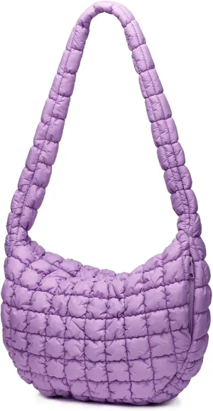 Puffer Bag for Women,Large Lightweight Quilted Tote Bag for Women Puffy Hobo Crossbody Handbags with Padding,Zip Pockets
