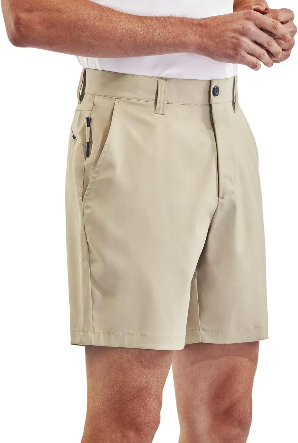 PULI Men's Golf Dress Shorts Flat Front Hybrid 7 Inch Lightweight Quick Dry Chino Casual with Pockets