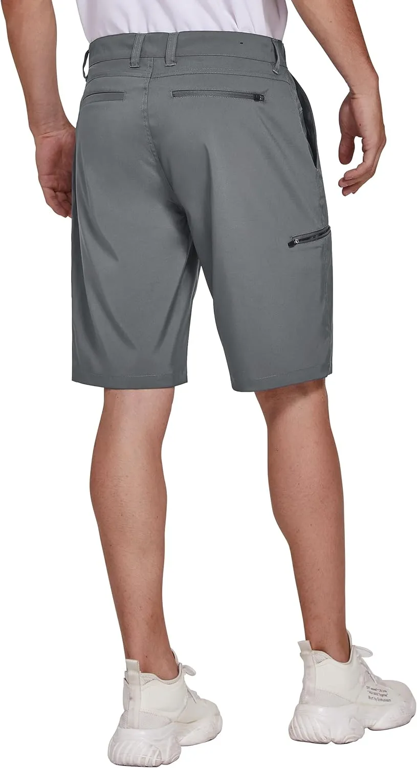 PULI Men's Golf Hybrid Dress Shorts Casual Summer Stretch Flat Front Lightweight Hiking Shorts Quick Dry with Pockets