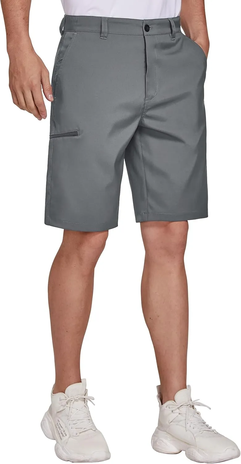 PULI Men's Golf Hybrid Dress Shorts Casual Summer Stretch Flat Front Lightweight Hiking Shorts Quick Dry with Pockets