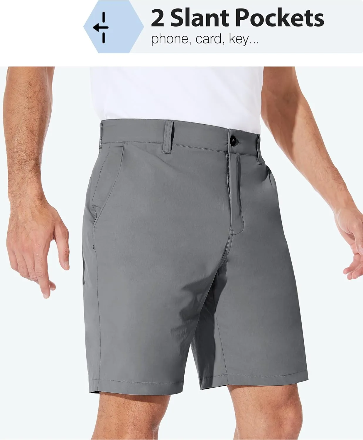 PULI Men's Golf Shorts Dress Flat Front Hybrid 7 Inch Stretch Lightweight Quick Dry Chino Casual with Pockets
