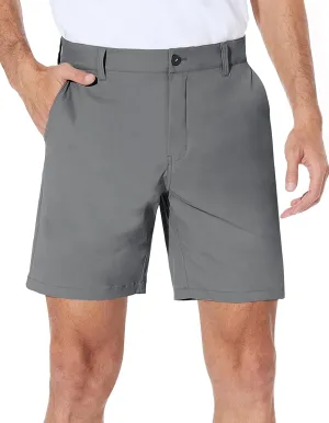 PULI Men's Golf Shorts Dress Flat Front Hybrid 7 Inch Stretch Lightweight Quick Dry Chino Casual with Pockets