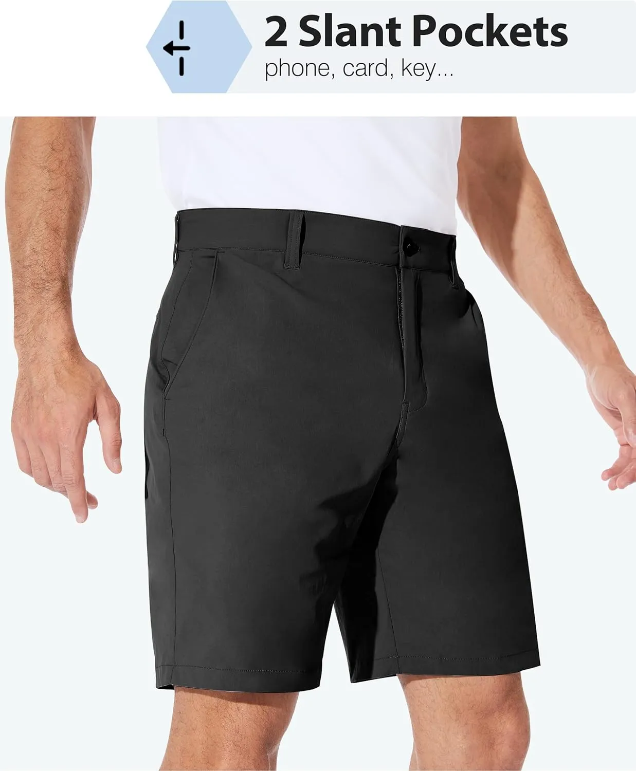 PULI Men's Golf Shorts Dress Flat Front Hybrid 7 Inch Stretch Lightweight Quick Dry Chino Casual with Pockets