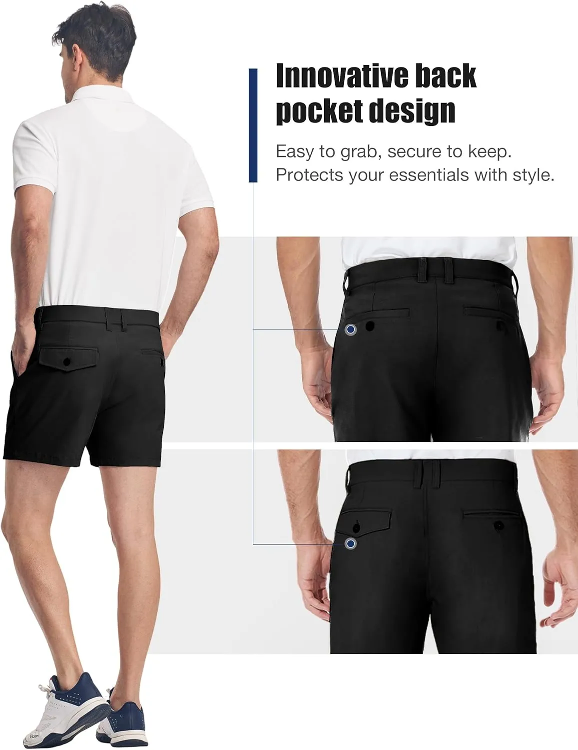 PULI Men's Golf Shorts Dress Flat Front Hybrid 7 Inch Stretch Lightweight Quick Dry Chino Casual with Pockets