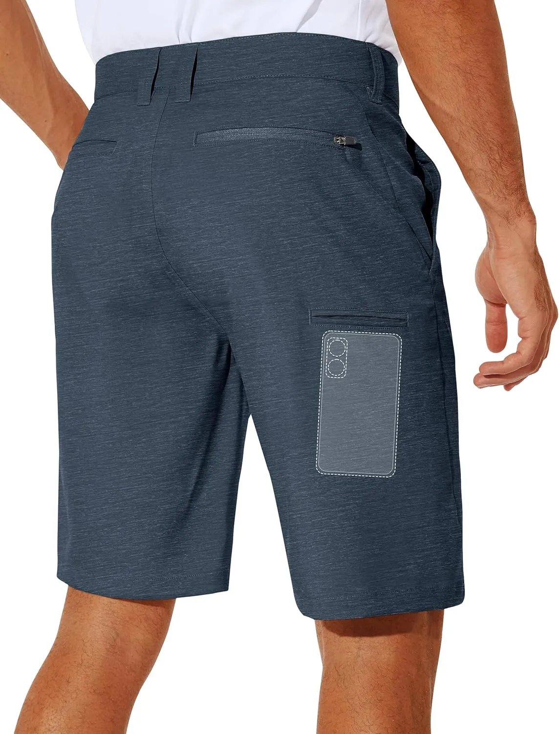PULI Men's Stretch Golf Short Quick Dry Dress Casual Lightweight Flat Front 10" Summer Hybrid Shorts with Pockets
