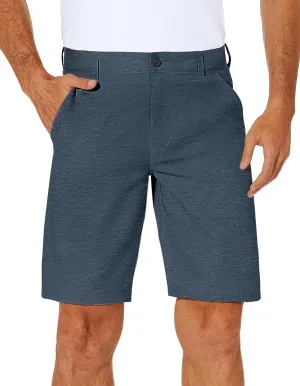 PULI Men's Stretch Golf Short Quick Dry Dress Casual Lightweight Flat Front 10" Summer Hybrid Shorts with Pockets