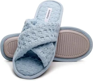 Pure Cotton Women’s Comfy Memory Foam Cross-bond Slide Slippers