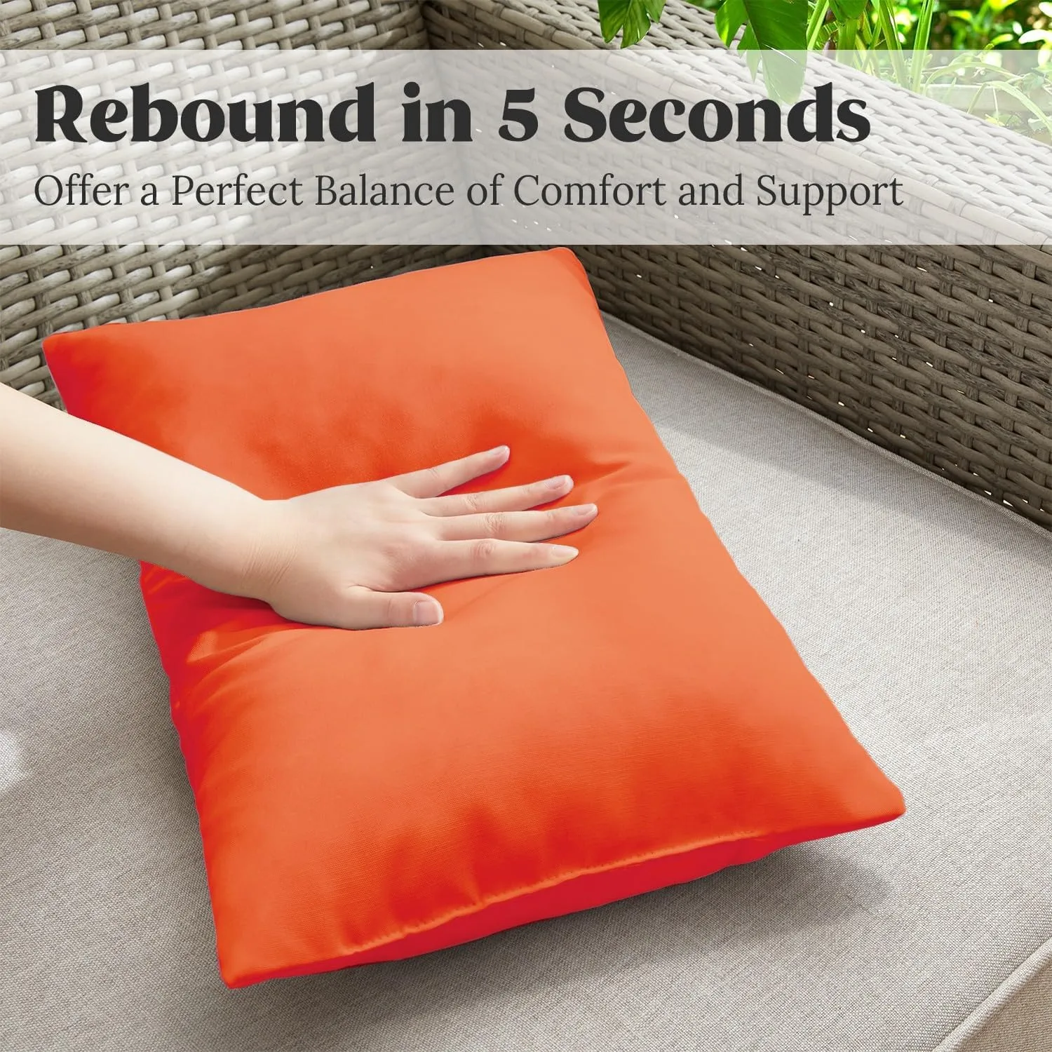 puredown® Outdoor Water Resistant Throw Pillows, Feathers and Down Filled Decorative Pillows for Couch Cushion Garden Bench 12 x 20 Inch, Set of 2, Orange