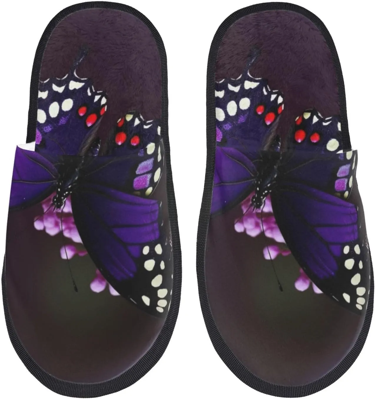 Purple plum butterfly Printed Slippers Cozy Indoor Slide Unisex House Slippers Soft Plush Slip-on Slippers