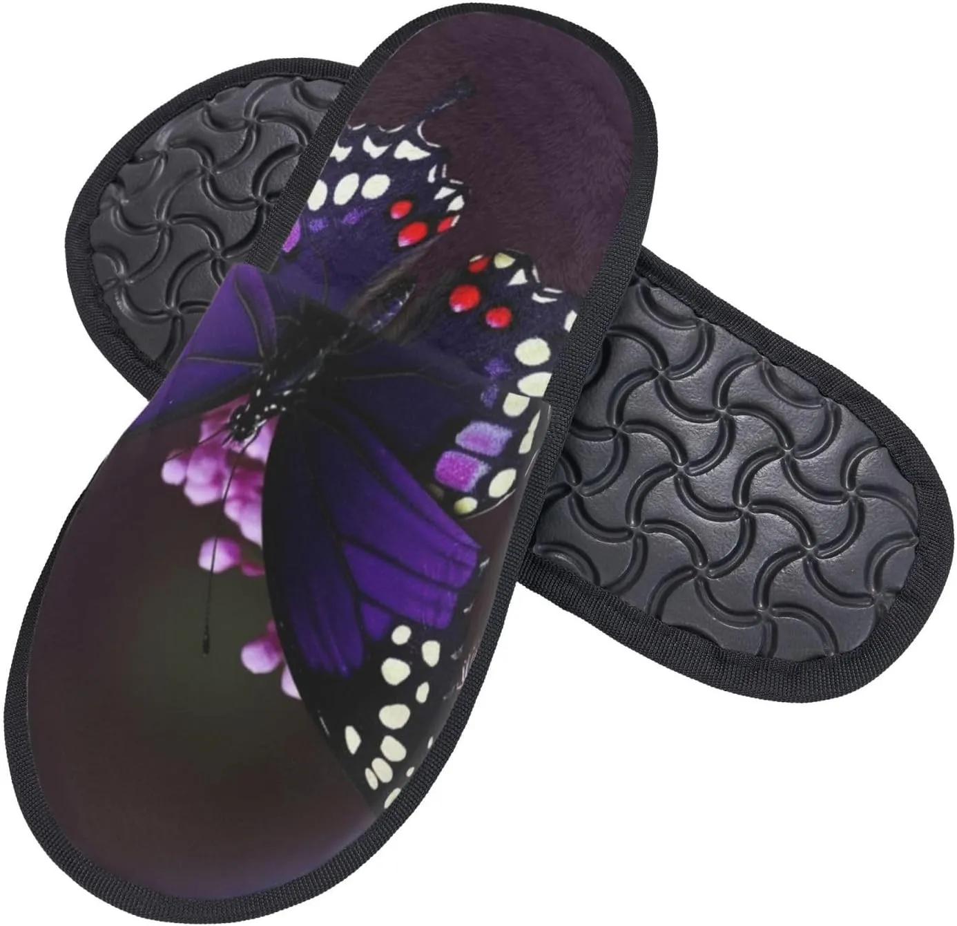 Purple plum butterfly Printed Slippers Cozy Indoor Slide Unisex House Slippers Soft Plush Slip-on Slippers
