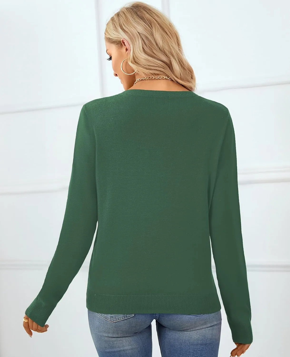 QUALFORT Women's Sweater 100% Cotton Soft Knit Pullover Tops