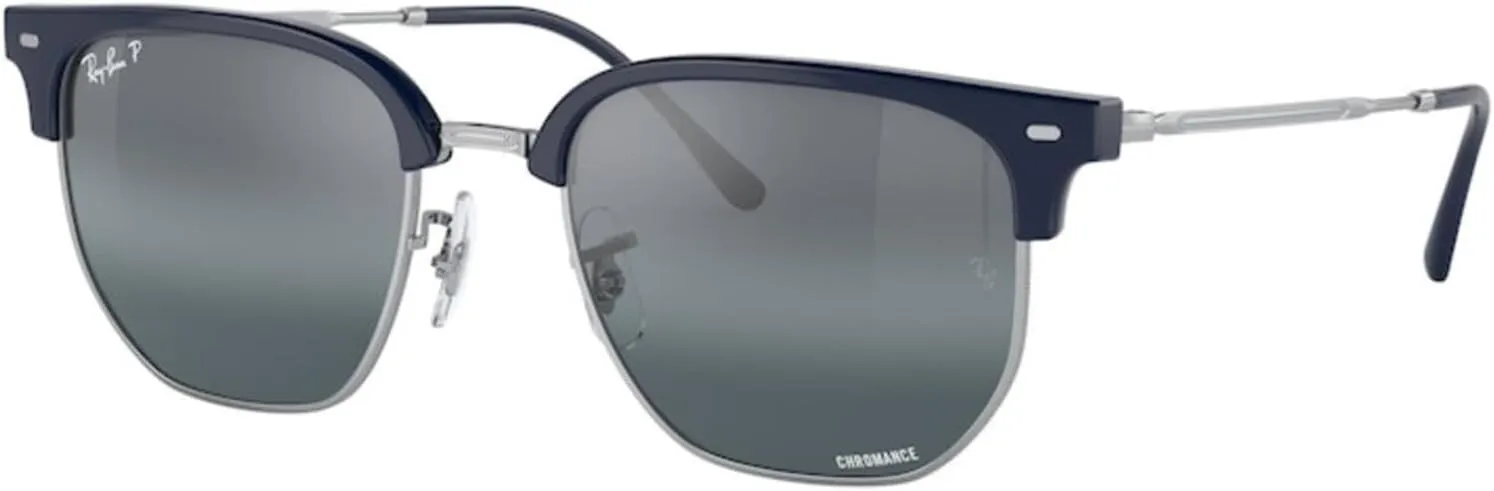 Ray-Ban RB4416 Sunglasses Bundle: RB 4416 NEW CLUBMASTER 6656G6 New Clubmaster Blue On Silver and Universal Anti-slip Silicone Leash