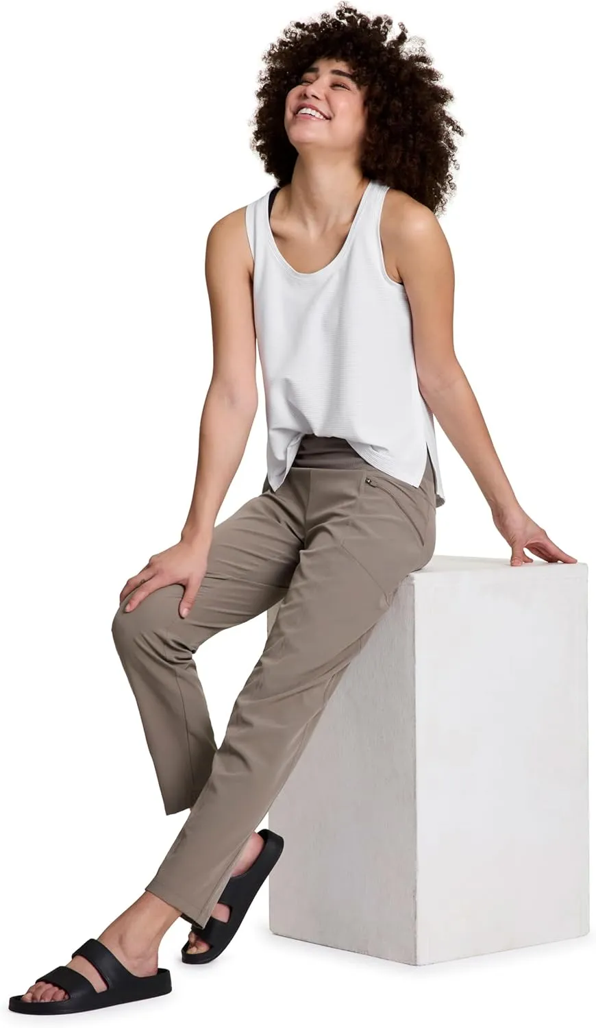RBX Active Women's Ankle Pant, Lightweight Quick Drying Stretch Woven Casual Weekend Pant with Pockets