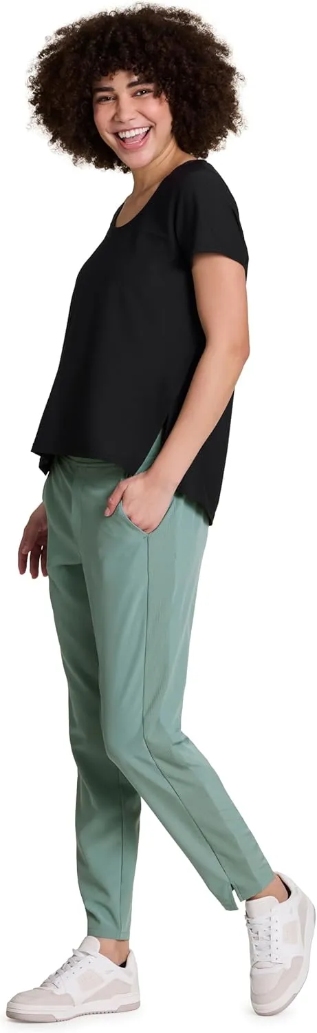 RBX Women's Ankle Pant, Quick Drying Lightweight Stretch Woven Flat-Front Straight Leg Pants