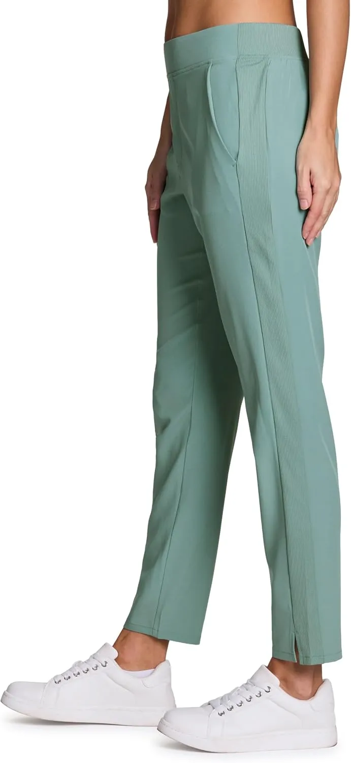 RBX Women's Ankle Pant, Quick Drying Lightweight Stretch Woven Flat-Front Straight Leg Pants