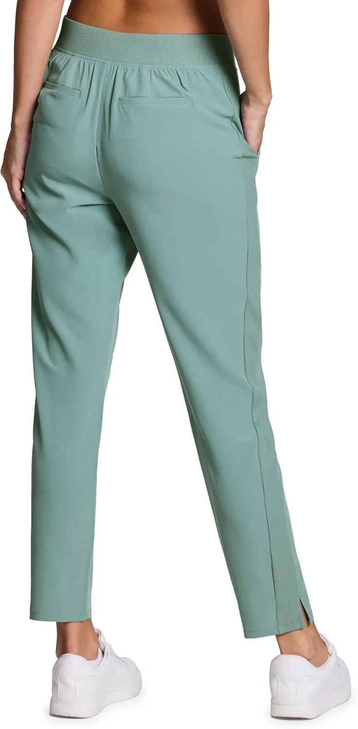 RBX Women's Ankle Pant, Quick Drying Lightweight Stretch Woven Flat-Front Straight Leg Pants