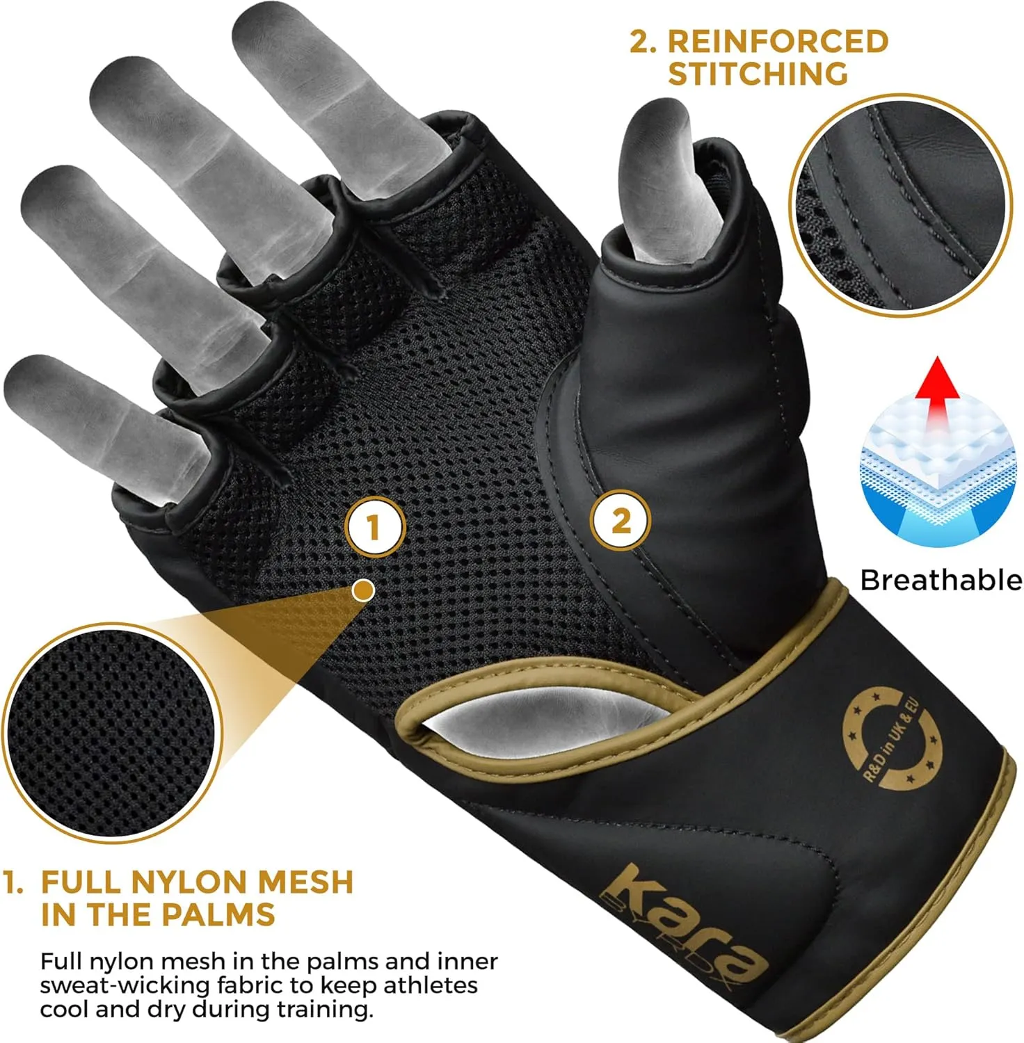 RDX MMA Gloves Grappling Sparring, Pre-Curved Mixed Martial Arts Mitts Men Women Boxing Gloves, Maya Hide Leather Kara Cage Fighting Workout, Combat Sports Training, Muay Thai, Punching Bag Kickboxing