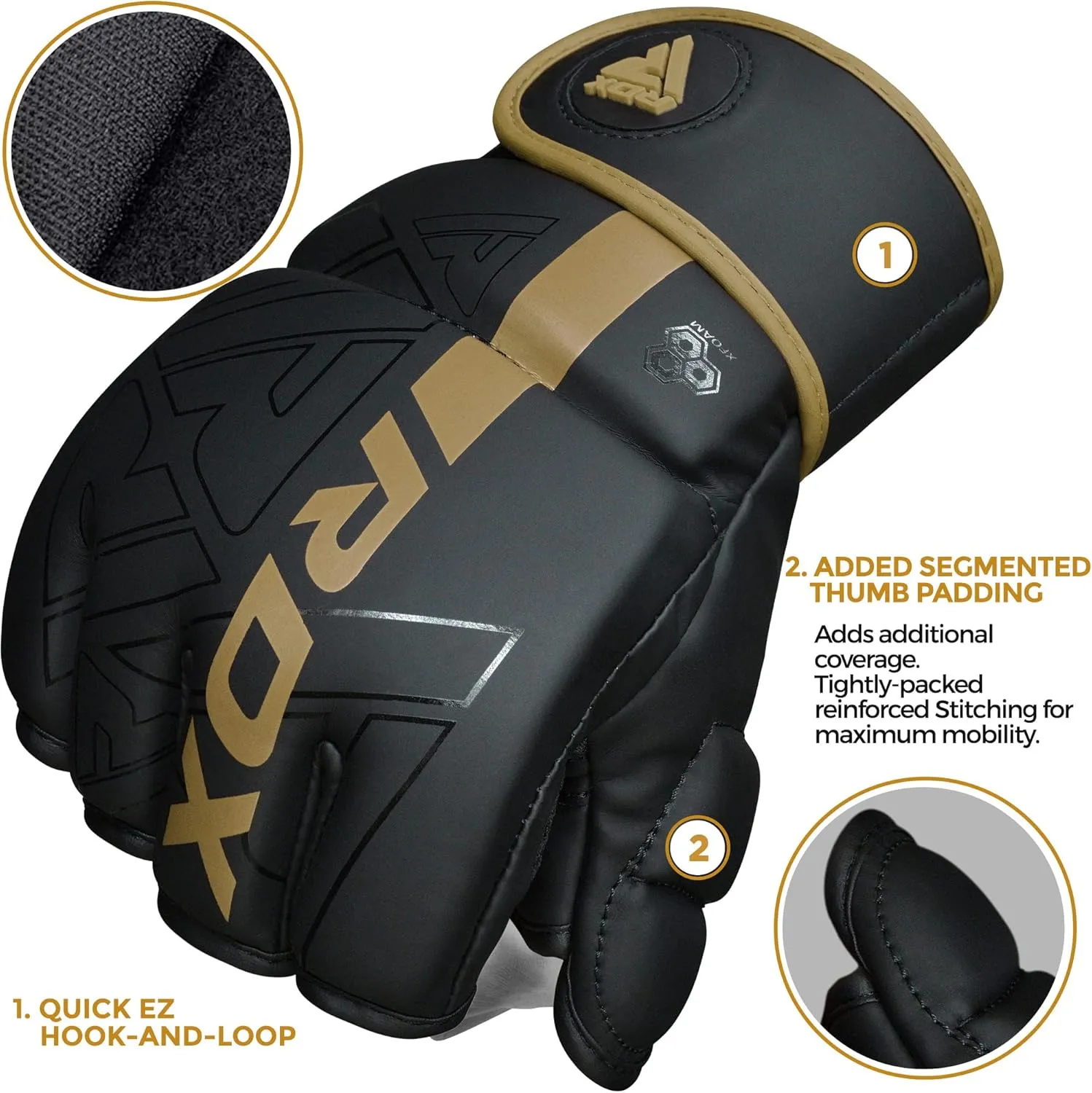 RDX MMA Gloves Grappling Sparring, Pre-Curved Mixed Martial Arts Mitts Men Women Boxing Gloves, Maya Hide Leather Kara Cage Fighting Workout, Combat Sports Training, Muay Thai, Punching Bag Kickboxing