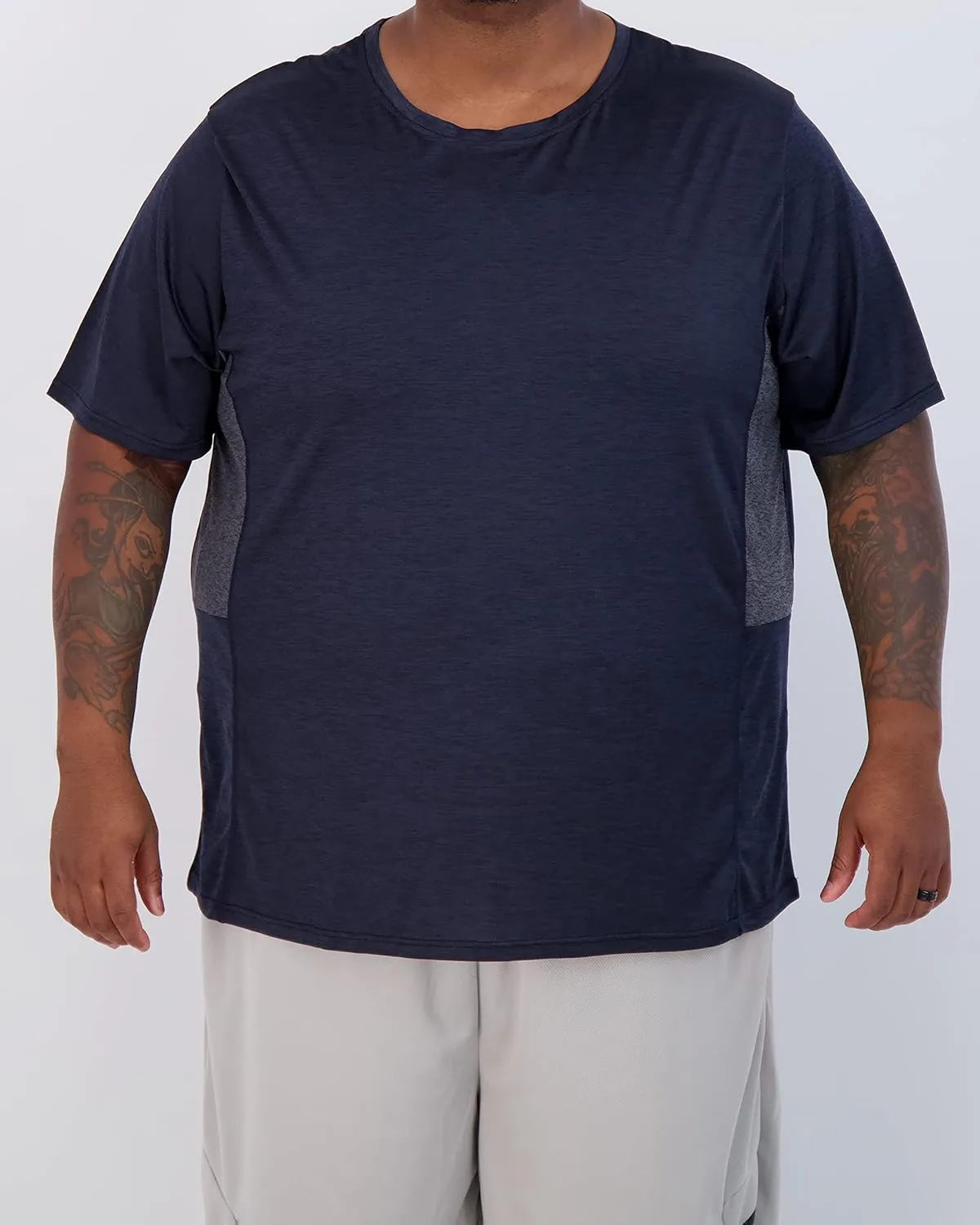 Real Essentials 3 Pack: Men’s Big & Tall Tech Stretch Long-Sleeve & Short-Sleeve Dry-Fit T-Shirt (3XT-5XT)