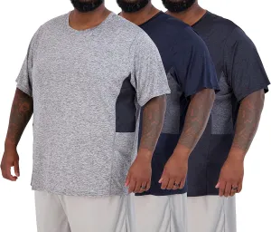 Real Essentials 3 Pack: Men’s Big & Tall Tech Stretch Long-Sleeve & Short-Sleeve Dry-Fit T-Shirt (3XT-5XT)