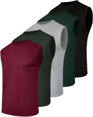 Real Essentials 5 Pack: Men's Mesh Active Athletic Tech Tank Top - Workout & Training Activewear (Available in Big & Tall)